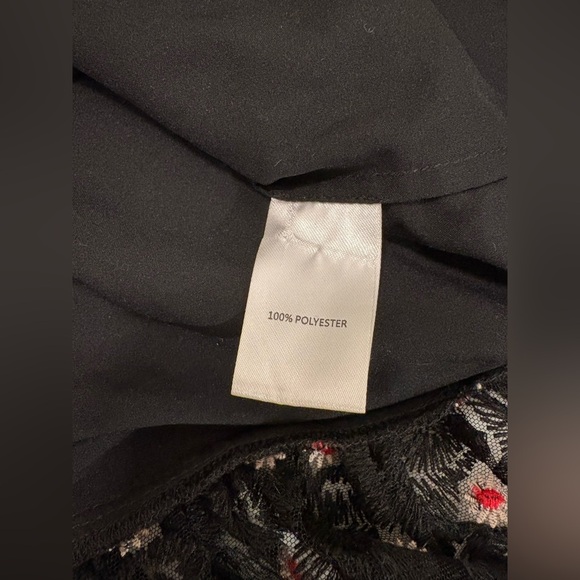 Saloni Embroidery Tulle Midi Dress Black Scarlet Dot Rose Size 4 - Picture 12 of 12